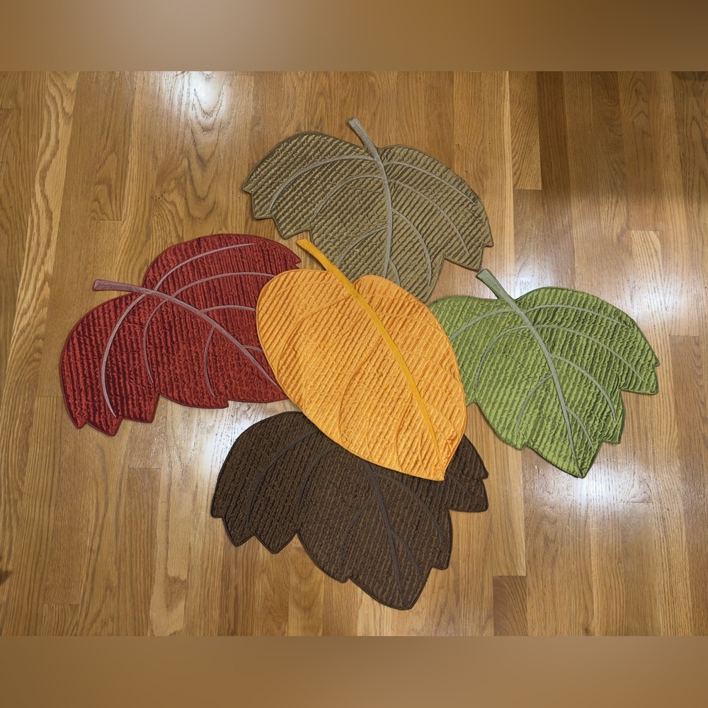 Set of 5 Fall Leaf Fabric Placemats